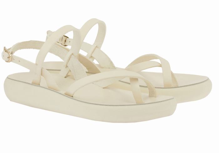 White Ancient Greek Sandals Tereza Comfort Women Back-Strap Sandals | RHF4339JH