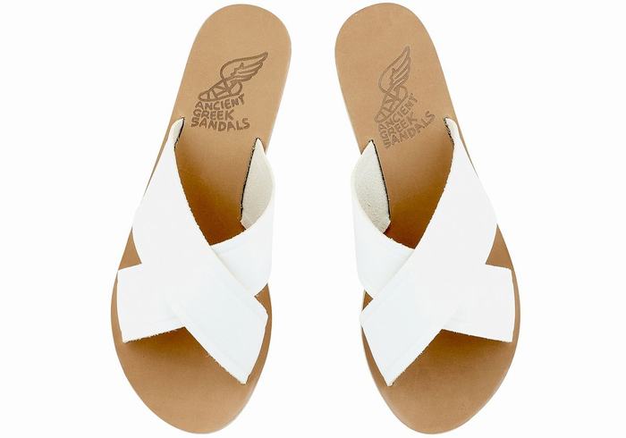 White Ancient Greek Sandals Thais Women Slide Sandals | UYC5890AC