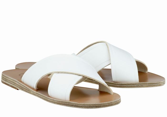 White Ancient Greek Sandals Thais Women Slide Sandals | UYC5890AC