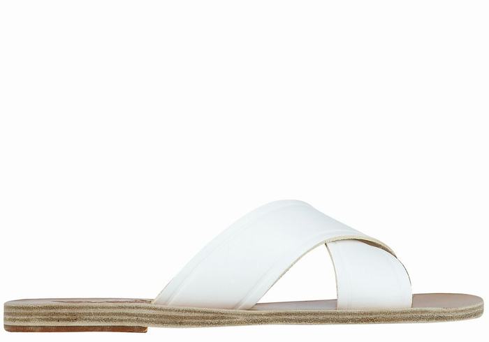 White Ancient Greek Sandals Thais Women Slide Sandals | UYC5890AC