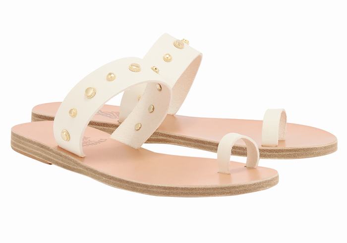 White Ancient Greek Sandals Thalia Bee Women Toe-Post Sandals | IFB999UQ