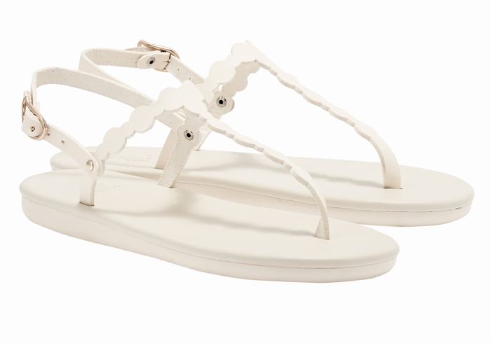 White Ancient Greek Sandals Velos Flip Flop Women Back-Strap Sandals | YMQ5455XU