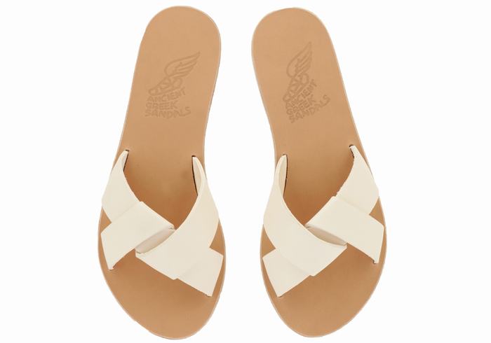 White Ancient Greek Sandals Whitney Women Slide Sandals | LTY2516CG