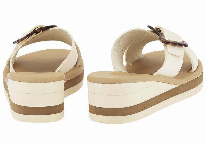 White Beige Ancient Greek Sandals Thais Rainbow Women Wedge Sandals | ASY3391HJ