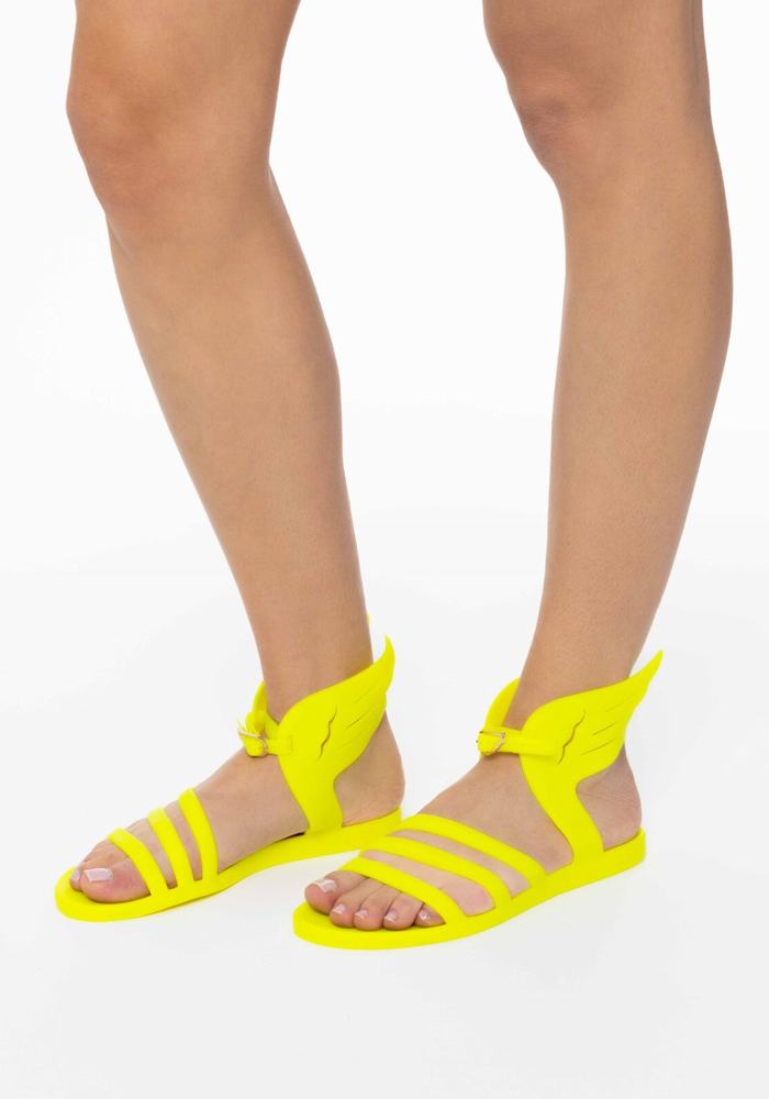 Yellow Ancient Greek Sandals Ikaria Women Ankle Strap Sandals | FPA209KA