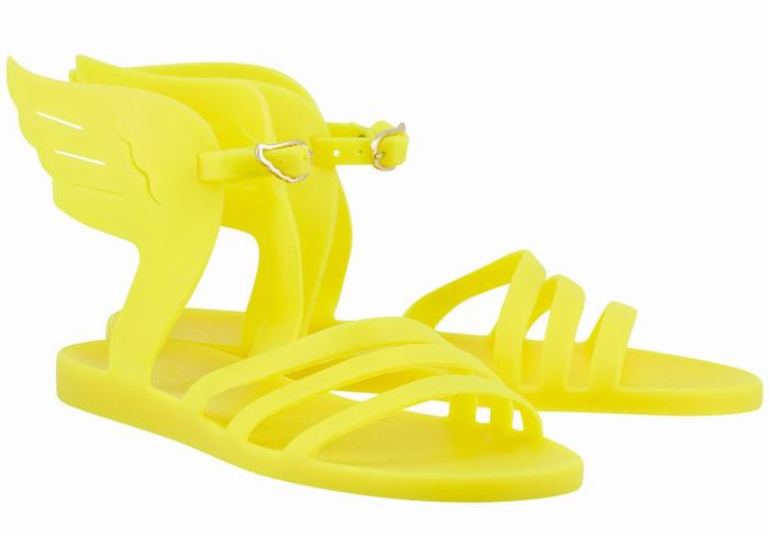 Yellow Ancient Greek Sandals Ikaria Women Ankle Strap Sandals | FPA209KA