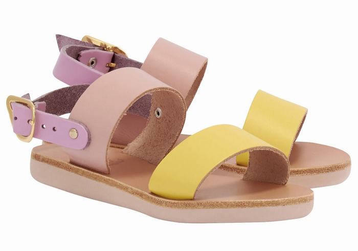 Yellow Pink Purple Ancient Greek Sandals Little Clio Soft Kids' Casual Sandals | NHF798UD