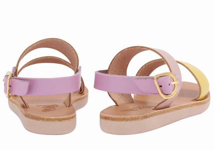 Yellow Pink Purple Ancient Greek Sandals Little Clio Soft Kids' Casual Sandals | NHF798UD